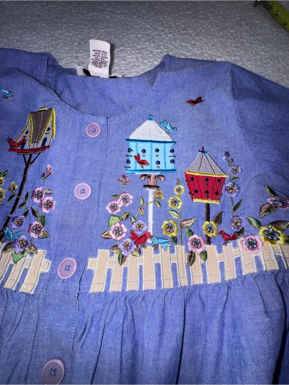 Bechamel Embroidered Birdhouse Cotton Cottagecore Dress PS - Picture 8 of 9